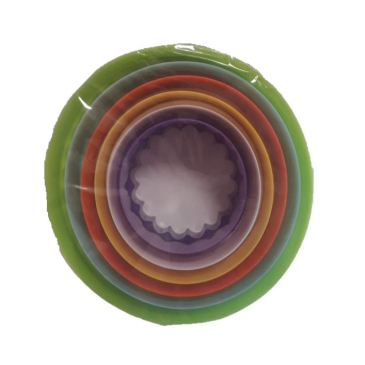 Комплект форми за сладки, Пластмасов, Многоцветен, Кръгъл