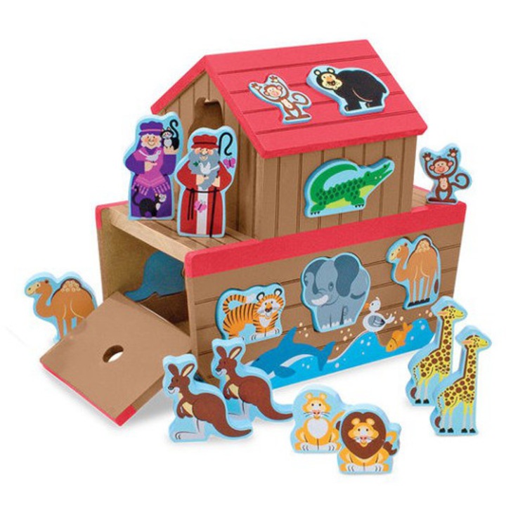 Комплект за игра Melissa & Doug Ноев ковчег, Дървен