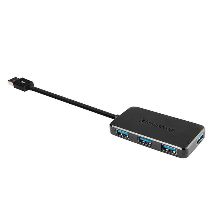 USB 3.0 4-портов хъб Transcend USB 3.0, 4-Port HUB, Ultra slim and portable, Black