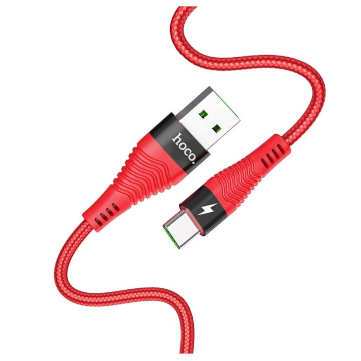 Кабел за зареждане Hoco Micro USB, U53, Super Fast Charger, 4.0A, 1.2 м., Червен