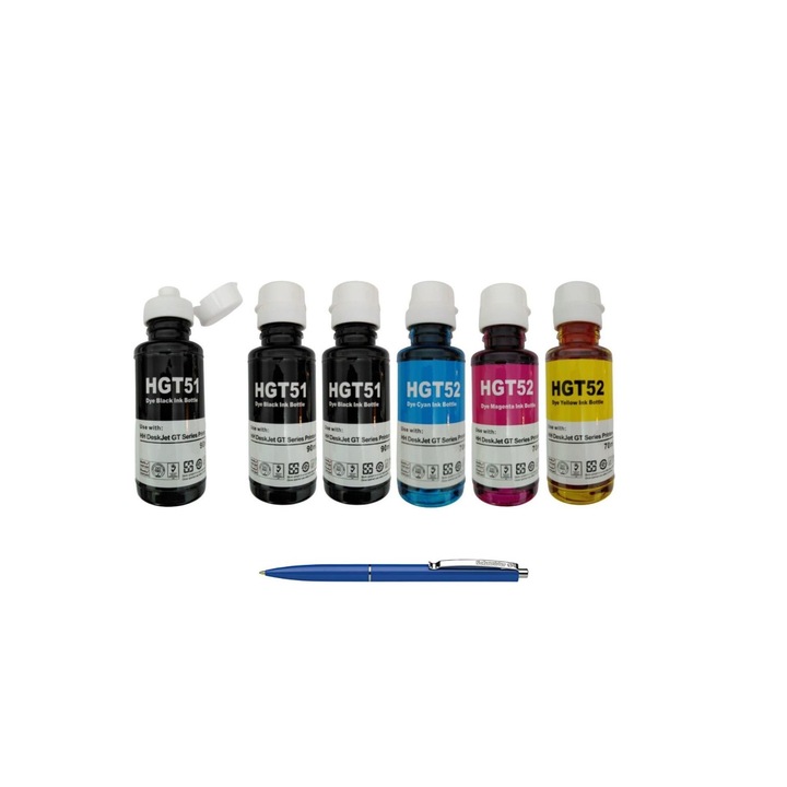 Kompatibilis tintapalackok csomagja HP 3X GT53XL fekete, 1X GT52 cián, 1X GT52 bíbor, 1X GT52 sárga, 48000 oldal, kicsomagolható AlphaChem és Schneider Pen