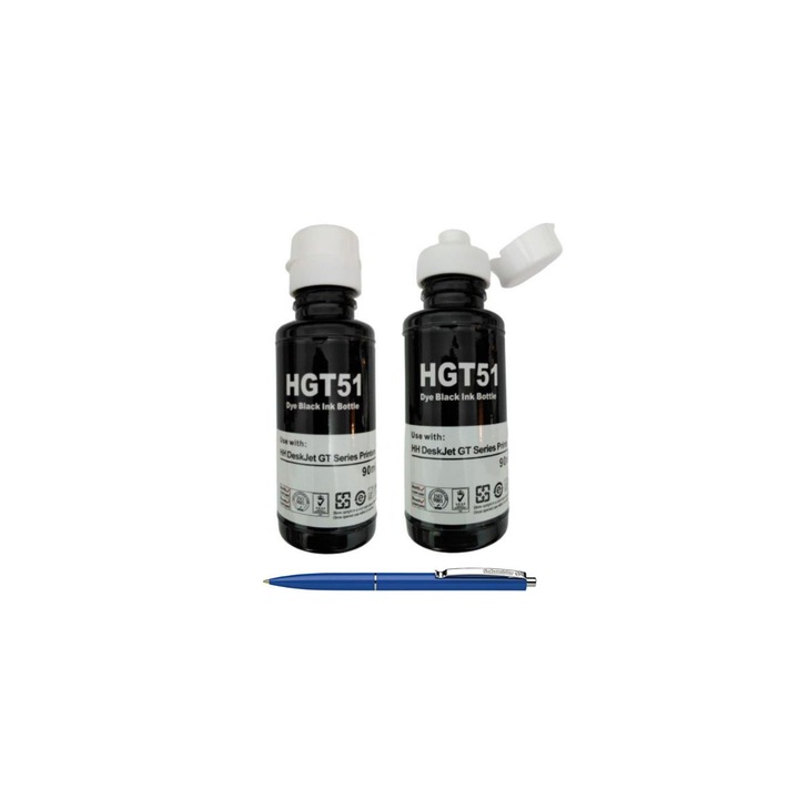 Пакет Бутилка с мастило AlphaChem, Съвместима с HP 2X GT51XL, Черен, 12000 страници и Schneider Pen