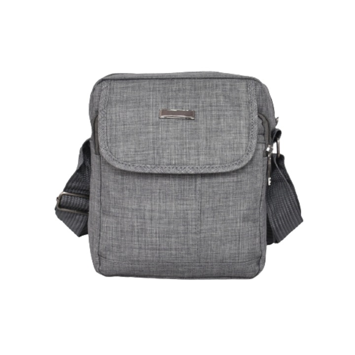 Férfi táska 5896-3, 18/21/6 cm, Textil, Szürke