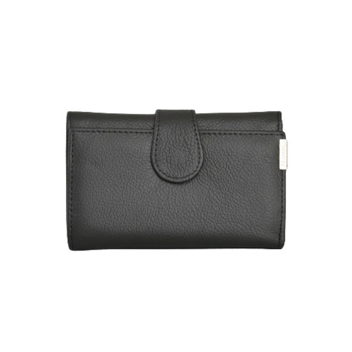 Дамско портмоне 4203-1, 14/9/3 см, Естествена кожа, Черно