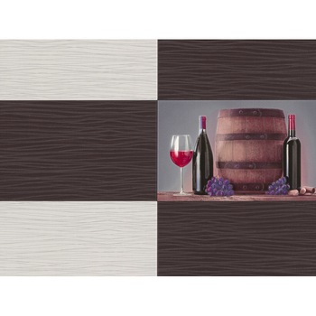 Tapet Slavyanski Oboi, Faianta vin 5548-10, imitatie faianta cu decor vin, maro-gri, superlavabil, vinil, rezistent la apa, pentru bai si bucatarii, rola 5mp Tapet Slavyanski Oboi, Faianta vin 5548-10, imitatie faianta cu decor vin, maro-gri, superlavabil, vinil, rezistent la apa, pentru bai si bucatarii, rola 5mp