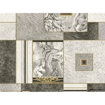 Tapet Slavyanski Oboi, Faianta decor 5743-10, imitatie faianta cu decor, gri-bej, superlavabil, vinil, rezistent la apa, pentru bai si bucatarii, rola 5mp Tapet Slavyanski Oboi, Faianta decor 5743-10, imitatie faianta cu decor, gri-bej, superlavabil, vinil, rezistent la apa, pentru bai si bucatarii, rola 5mp