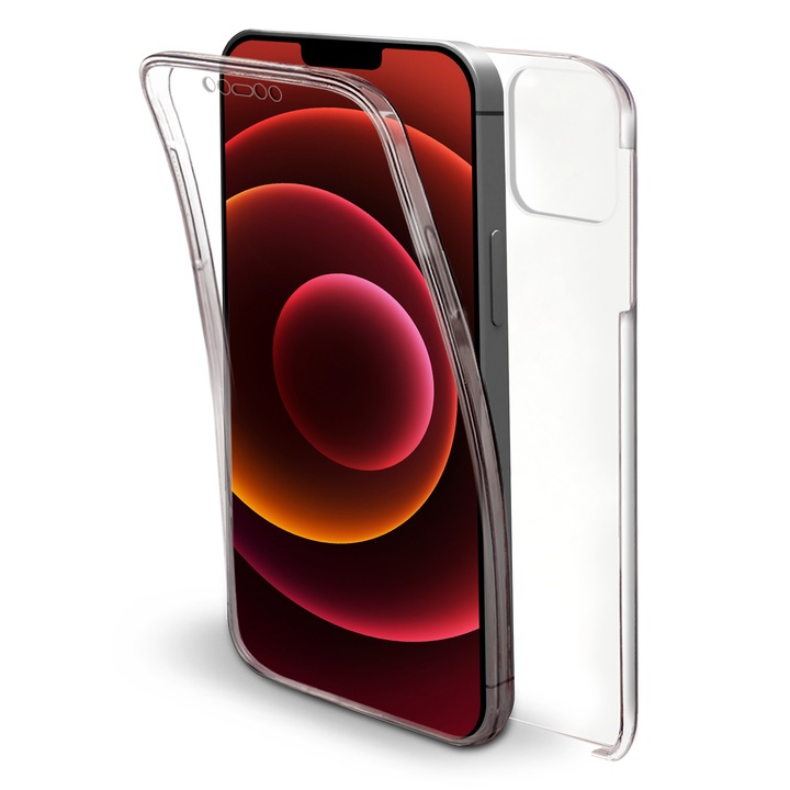360 tok, Moozy iPhone 12 / iPhone 12 Pro készülékhez, átlátszó, elülső szilikon / hátlap műanyag