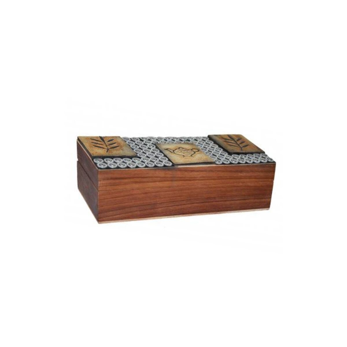 Cutie ceai din lemn cu 3 compartimente, 23 x 8 x 7 cm