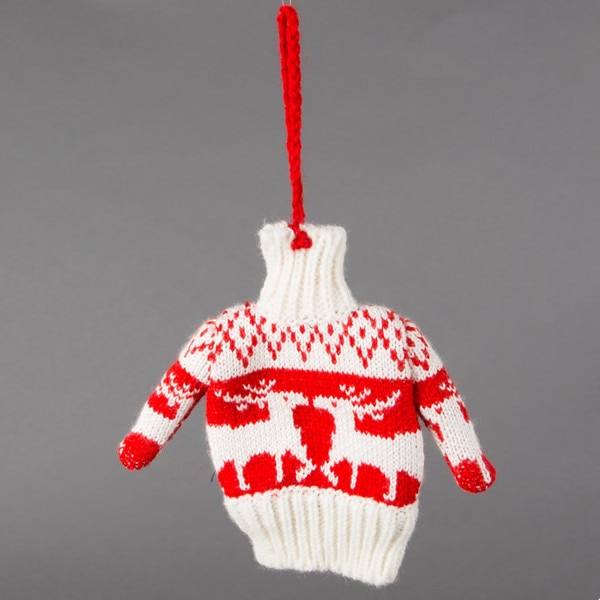 stride Vegetables master Ornament de brad in forma de pulover tricotat, alb cu rosu, 2.5 x 9 x 13 cm  - eMAG.ro