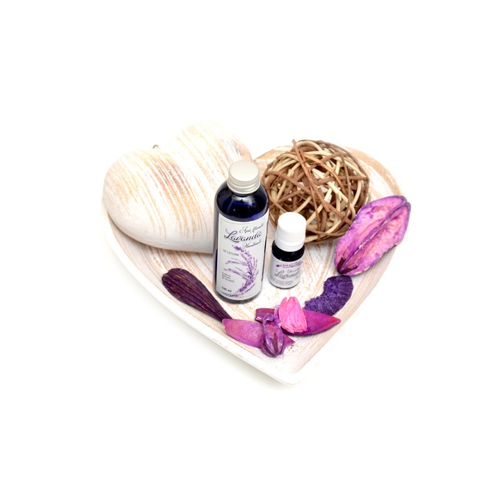 Set ulei esential lavanda si inimi vintage