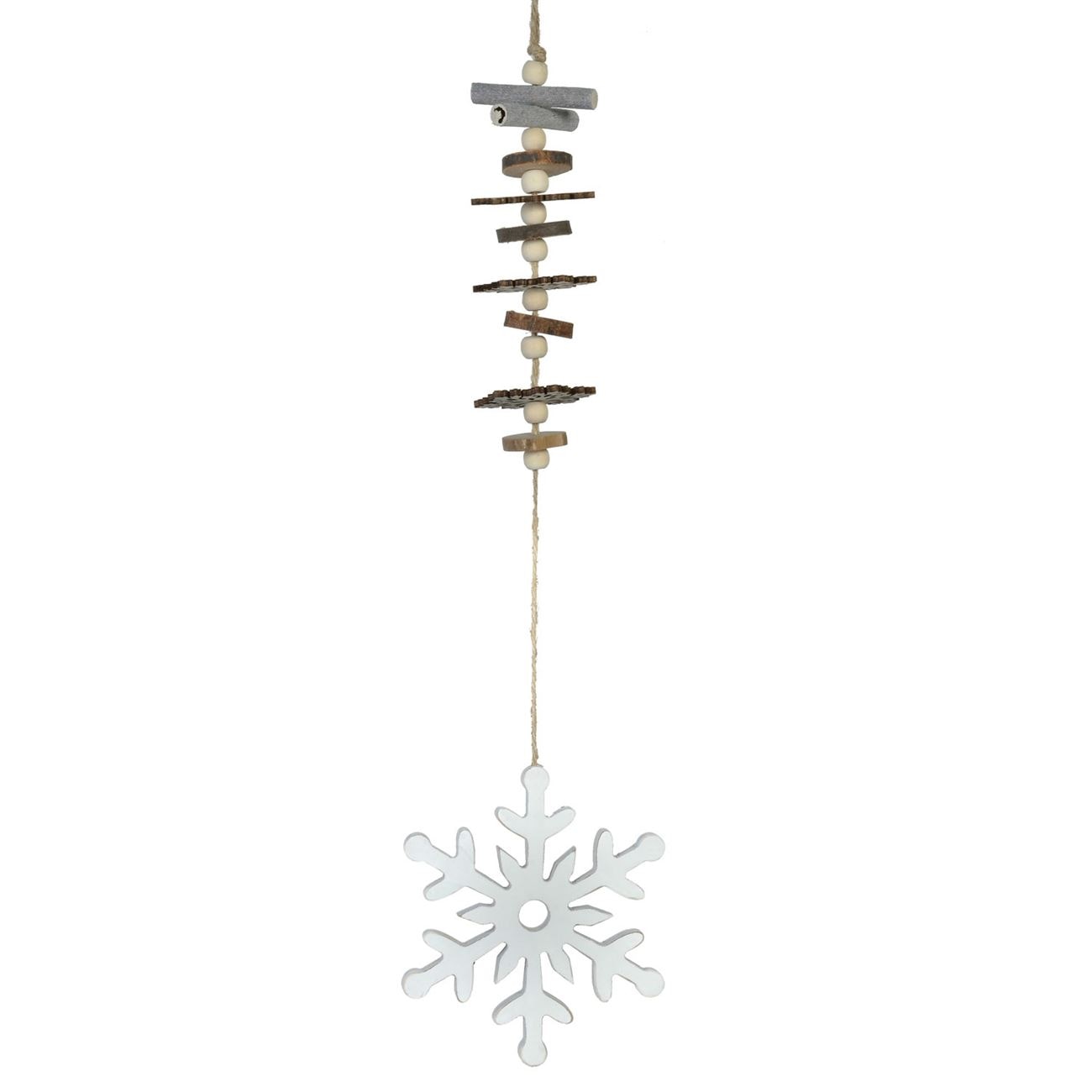 Figurina decorativa, Zola®, din lemn, pentru sarbatori, care atarna, model fulg, 50 cm