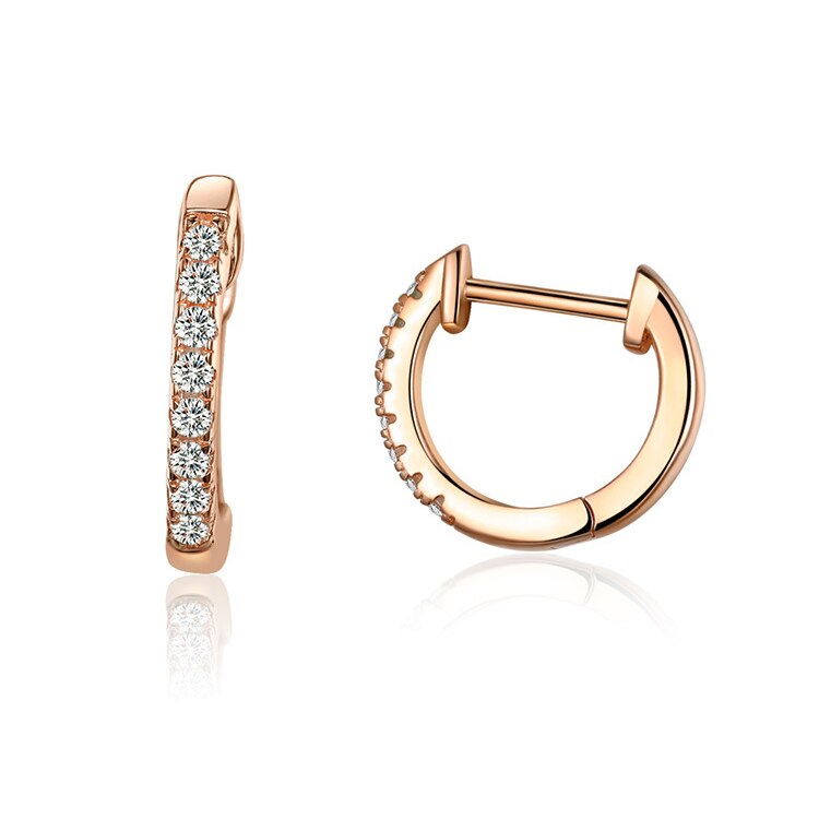 Cercei din Argint 925, Placati cu Aur Roz, Tisoro, Band Rose, Cristale Zirconiu, Rose