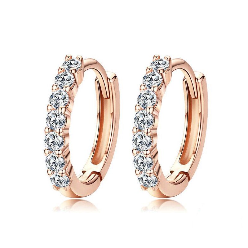 Cercei din Argint 925, Placati cu Aur Roz, Tisoro, Crystal Hoop, Cristale Zirconiu, Rose