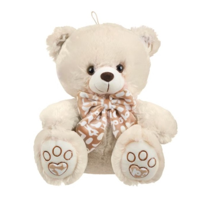 Ursulet de plus cu papion, inaltime 28 cm, crem