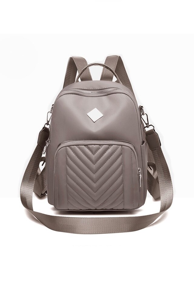 Rucsac de dama Madison bej din material textil impermeabil perfect pentru scoala, vacanta, 30 x 23 x 9 cm