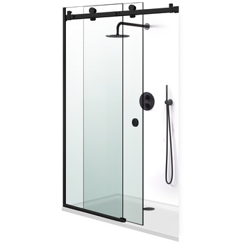 Paravan dus cu usa culisanta GLISSANDO Black, (122-140)/205 cm, sistem negru mat, sticla clara Paravan dus cu usa culisanta GLISSANDO Black, (122-140)/205 cm, sistem negru mat, sticla clara