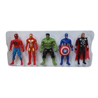 set 5 figurine articulate tip super eroi spiderman ironman hulk capitanul america thor iluminare led in piept multicolor dimensiune figurina 15 cm imagen 4_0_
0