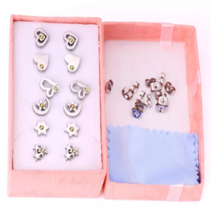 Set cercei din otel inoxidabil, 6 perechi