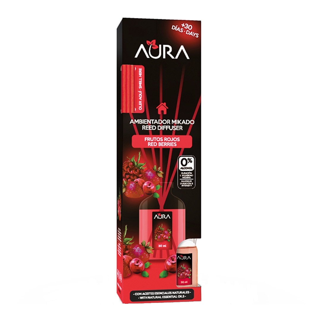 Odorizant camera 0% alcool Aura, Fructe rosii 30 ml, + 30 zile