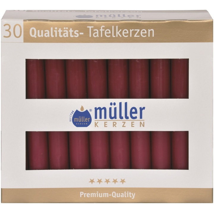 Комплект 30 свещи Mueller kerzen, Вишневи