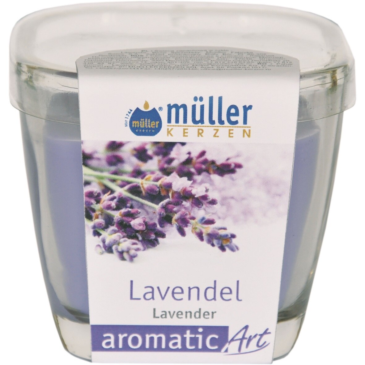 Lumanare in pahar de sticla, Mueller kerzen, cu aroma de lavanda