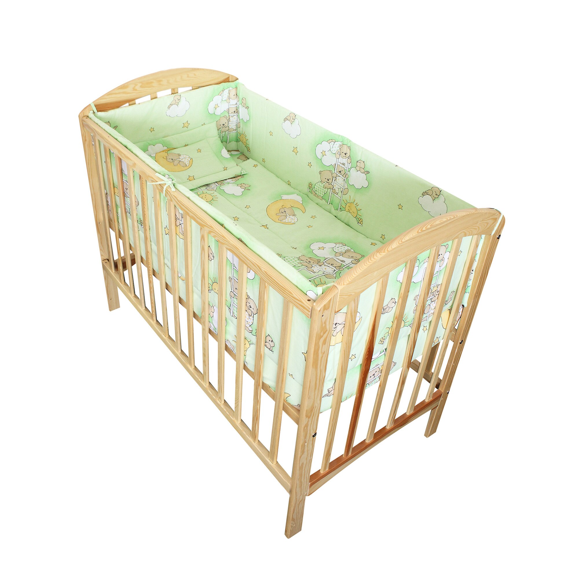 Lenjerie patut 5 piese, ursuletul somnoros, verde, 140x70 cm