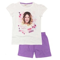 Pijama scurta Violetta, alba cu mov, 7 ani