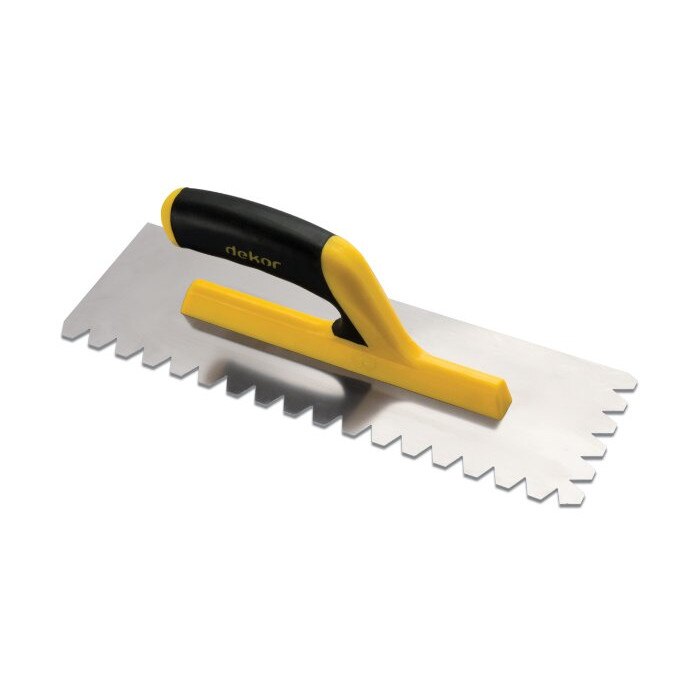 Gletiera profesionala Dekor cu zimti trapez, otel, maner ergonomic, 350 x 120 mm