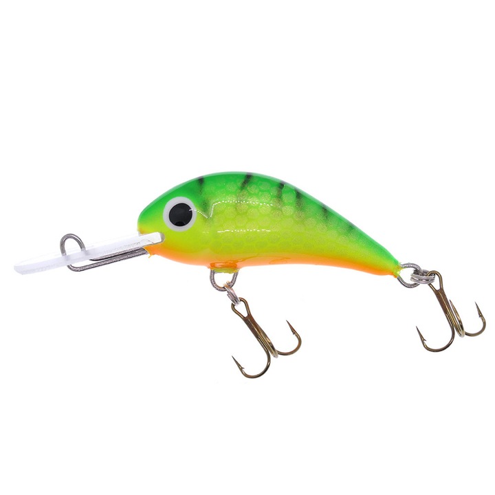 Vobler Gloog Parys 40NF, 4cm, 2.5gr, Floating, culoarea Tiger Green Fluo pentru pescuitul la clean, pastrav sau biban