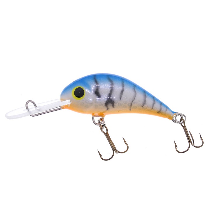 Vobler Gloog Parys 40NF, 4cm, 2.5gr, Floating, culoarea Tiger Blue Fluo pentru pescuitul la clean, pastrav sau biban