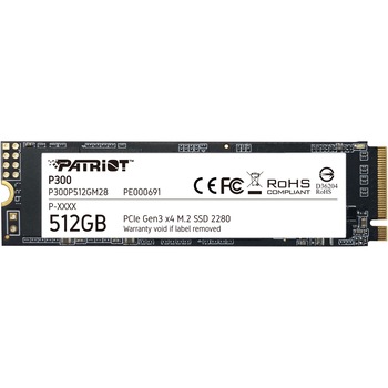 Solid State Drive (SSD) Patriot P300 512GB, NVMe, M.2. Solid State Drive (SSD) Patriot P300 512GB, NVMe, M.2.