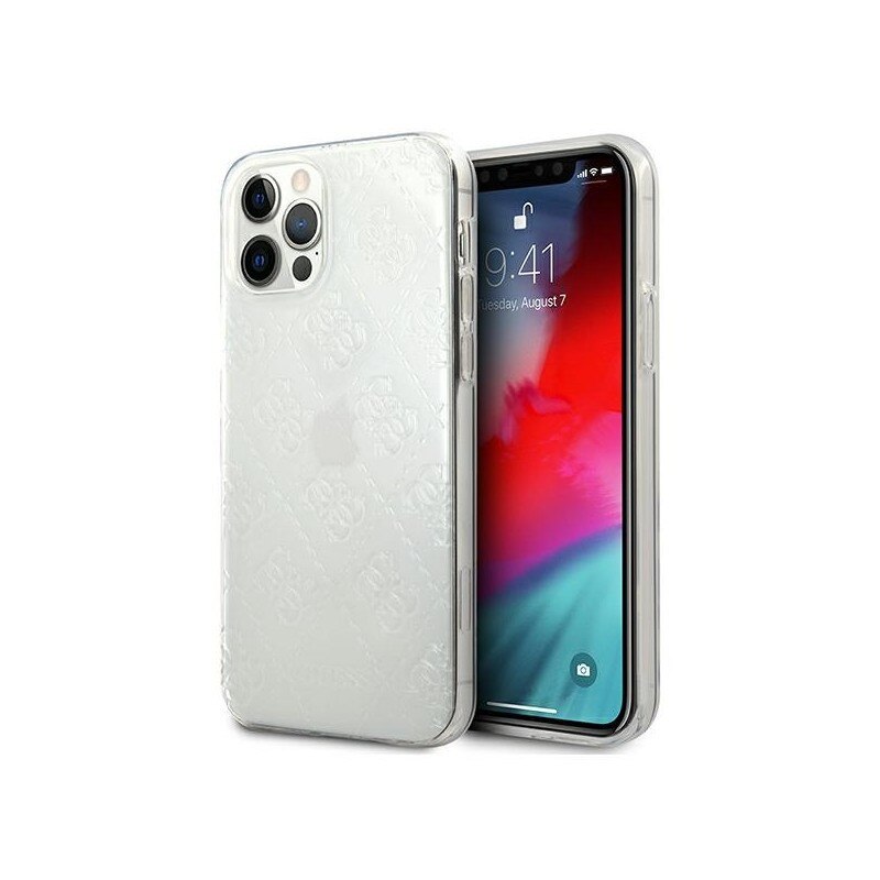 Husa Premium Originala Guess iPhone 12 Pro Max, Colectia 4g Pattern , Transparenta - Guhcp12l3d4gtr