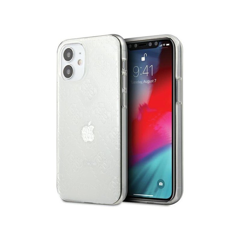 Husa Premium Originala Guess iPhone 12 Mini, Colectia 4g Pattern , Transparenta - Guhcp12s3d4gtr