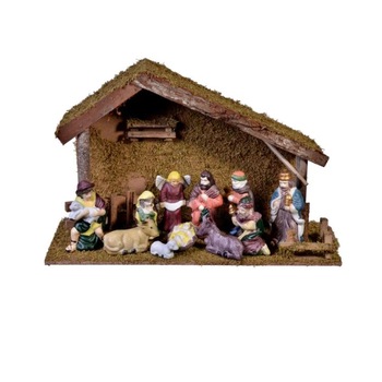 Decoratiune de Craciun, scena Nasterii Domnului cu 11 figurine din portelan, 47 x 17 x 31 cm Decoratiune de Craciun, scena Nasterii Domnului cu 11 figurine din portelan, 47 x 17 x 31 cm