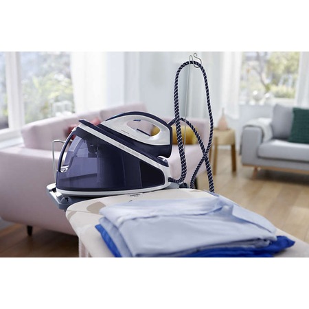 Statie de calcat Philips FastCare GC7710/20, Talpa SteamGlide, 2400 W, Rezervor XXL 2.2 l, 250 g/min, Alb/Albastru