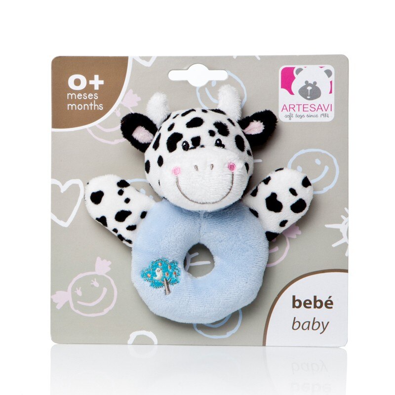 Plus Bebelusi Vacuta inel dentitie 12 cm cu zornaitoare, bleu - Artesavi