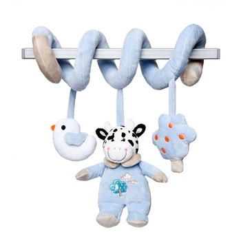 Plus Bebelusi Vacuta pe spirala cu jucarii 32 cm, bleu - Artesavi Plus Bebelusi Vacuta pe spirala cu jucarii 32 cm, bleu - Artesavi