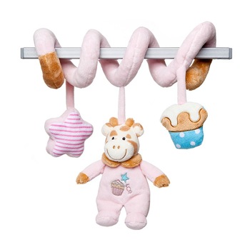 Plus Bebelusi Girafa pe spirala cu jucarii 32 cm, roz - Artesavi Plus Bebelusi Girafa pe spirala cu jucarii 32 cm, roz - Artesavi