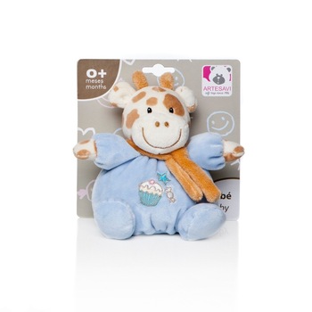 Plus Bebelusi Girafa 15 cm cu zornaitoare, bleu - Artesavi Plus Bebelusi Girafa 15 cm cu zornaitoare, bleu - Artesavi