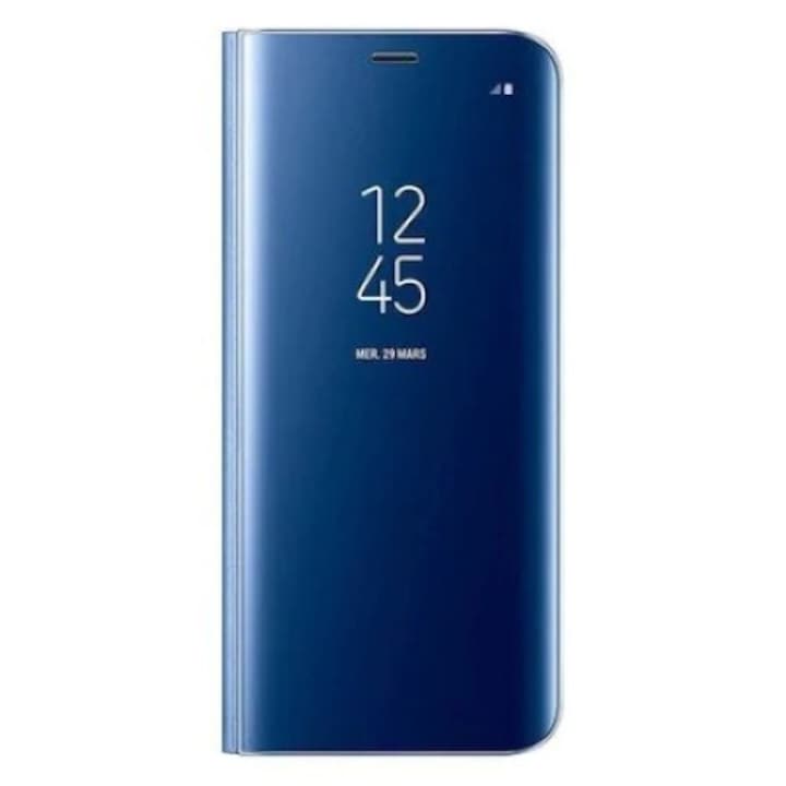 360°-os Smart Clear View bőrtok Huawei Mate 20 Pro telefonhoz, notebook típus, teljes lefedettség, kék