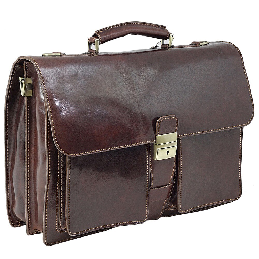 Servieta barbati Suveran Piele naturala vachetta, cognac