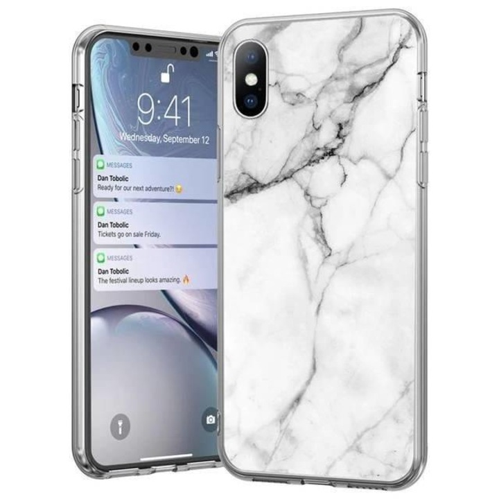 Hátlapvédő tok Samsung Galaxy A31 mobiltelefonhoz - Wozinsky Marble, Fehér