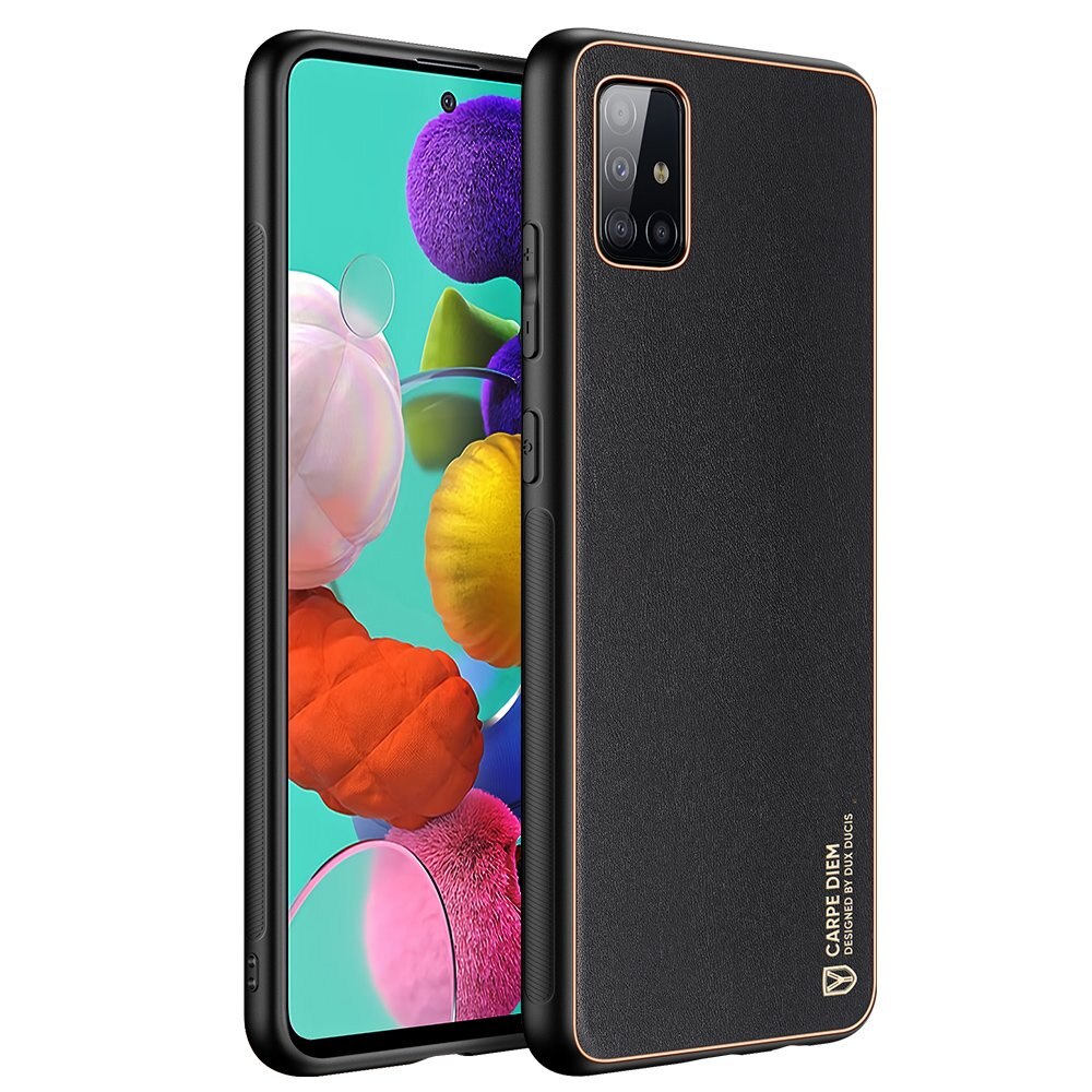 Husa de protectie pentru Samsung Galaxy A71, DuxDucis, Piele ecologica/TPU, Negru