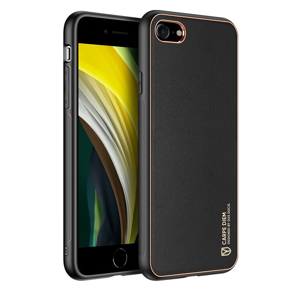 Husa de protectie pentru iPhone 7/8/SE 2020, DuxDucis, Piele ecologica/TPU, Negru