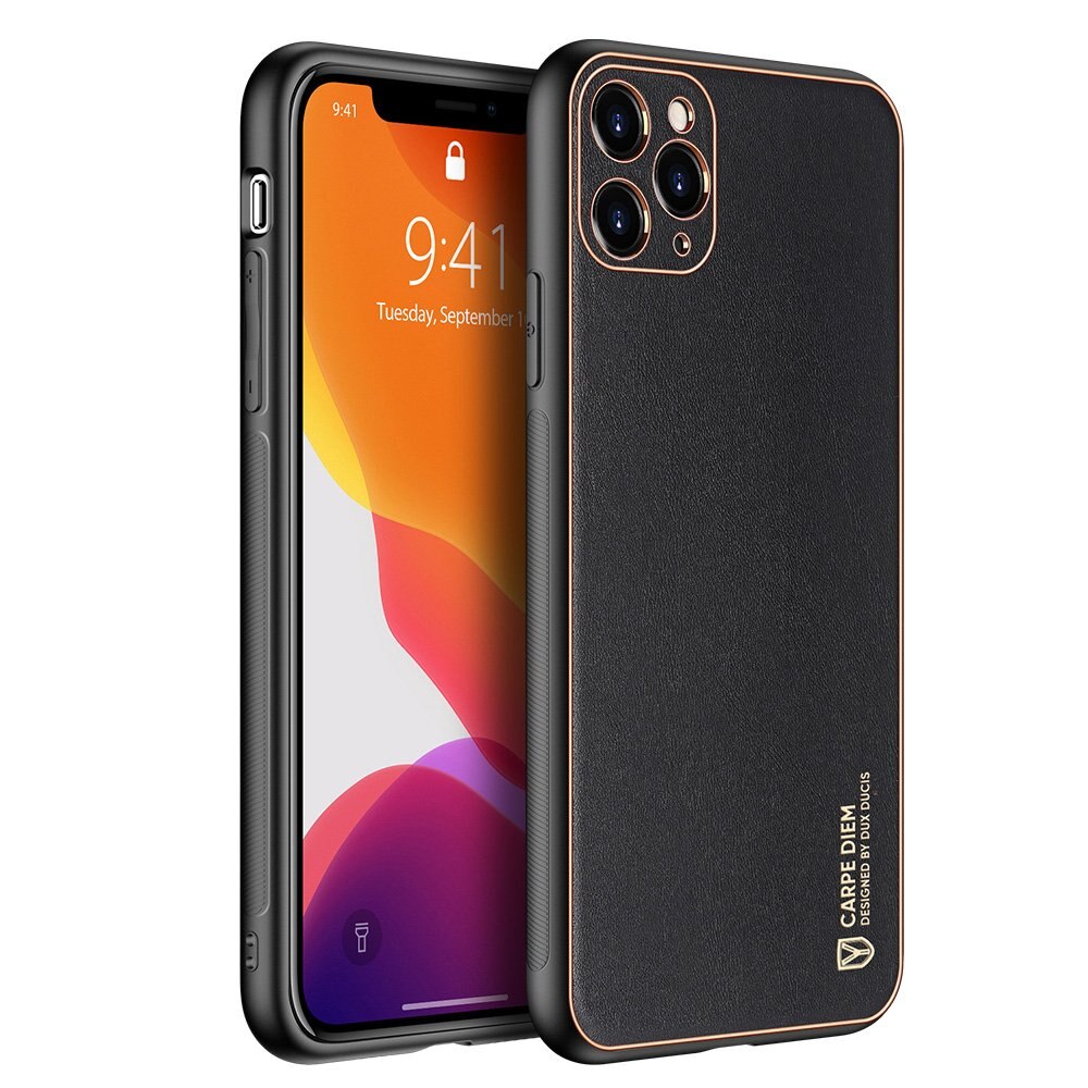 Husa de protectie pentru iPhone 11 Pro Max, DuxDucis, Piele ecologica/TPU, Negru