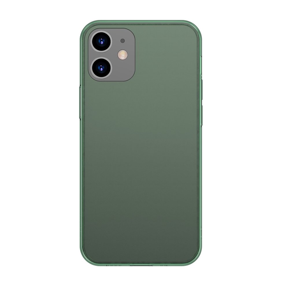 Husa iPhone 12 / 12 Pro Baseus Frosted Glass Case Hard case with a flexible frame green