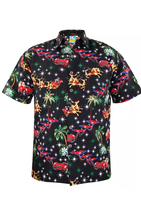 Cămașă de Crăciun pentru bărbați True Face TF04 RIZ-KLD-TF04, mânecă scurtă, Negru mat