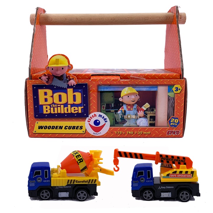 Puzzle, Bob the Builder, Lemn, 6 imagini, 22 piese, Multicolor