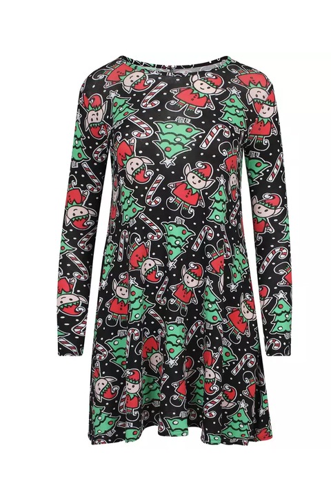 Rochie dama Craciun, JUP, Viscoza, Negru, S