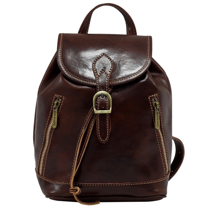 Rucsac piele Suveran Piele naturala vachetta, cognac, MADE IN ITALY